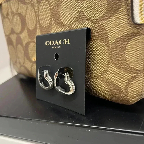 Coach Heart Hoop Earrings CY098 SLV - Picture 4 of 5